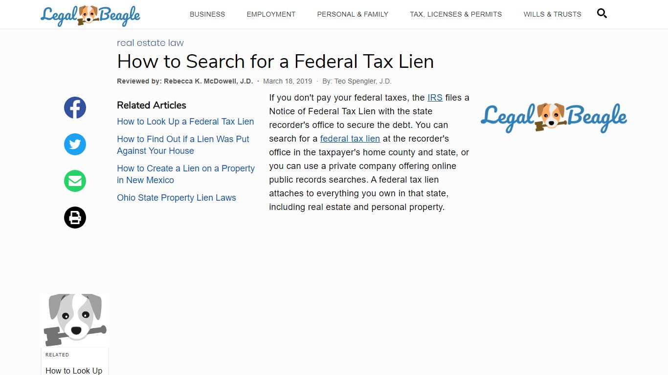 How to Search for a Federal Tax Lien | Legal Beagle
