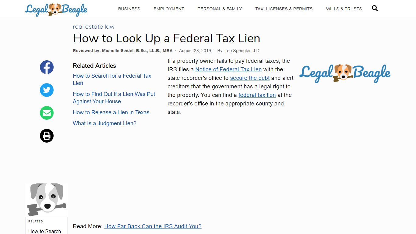 How to Look Up a Federal Tax Lien | Legal Beagle